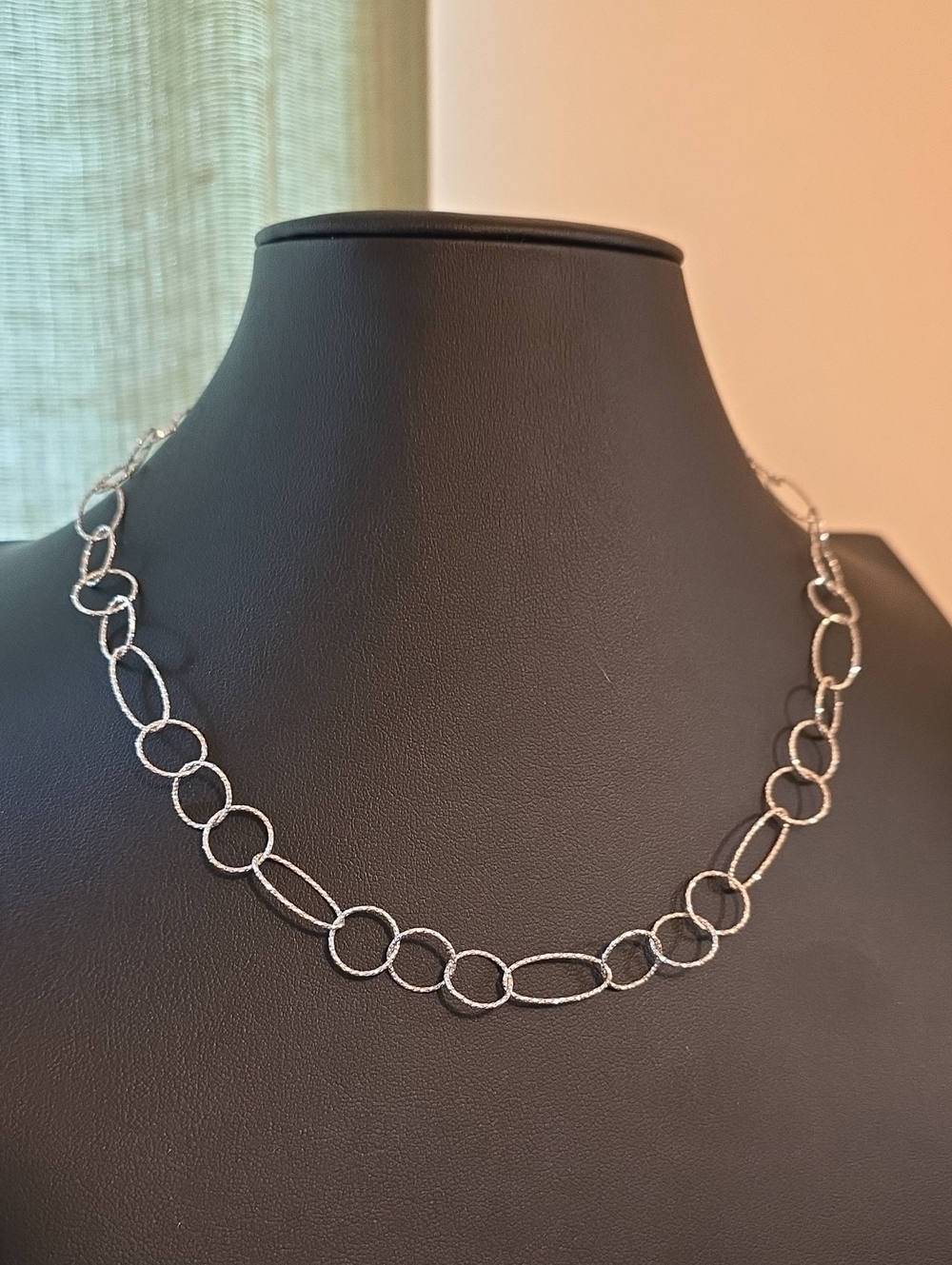 Vintage Italian Sterling Silver Multi-Size Link Chain Necklace – Signed MWS